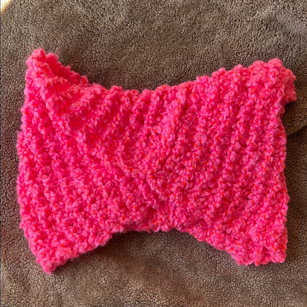 Handmade Pink Knitted Infinity Scarf